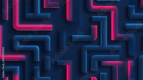 Neon Maze: Abstract 3D Shapes Glow