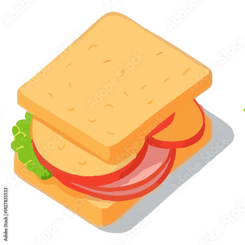 sandwich with cheese and vegetables, vector