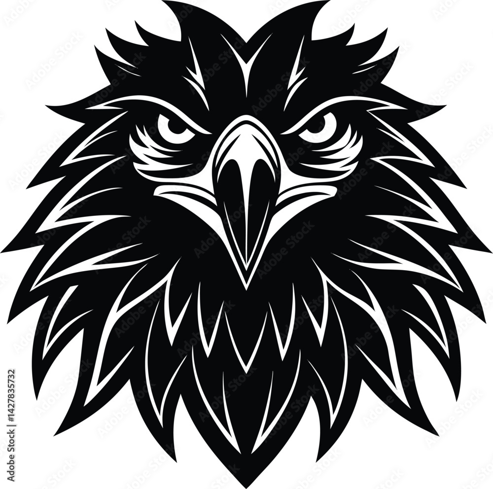 Eagle Head Silhouette Vector - Bold Black Bird of Prey Black Vector Logo Eagle Head Silhouette Vector - Bold Black Bird of Prey Black Vector Logo