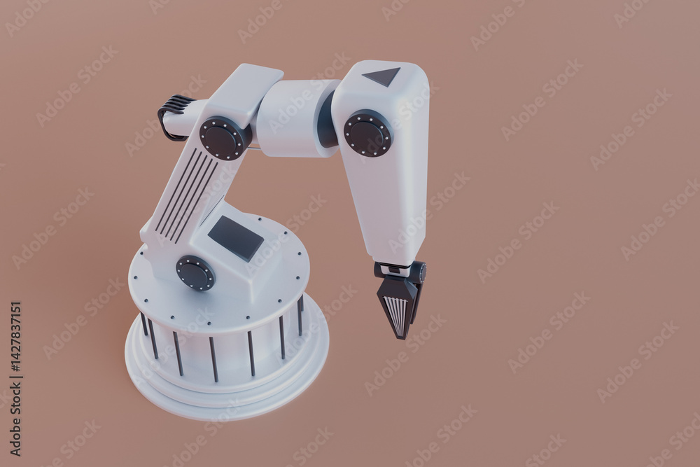 A robot is standing on a brown surface