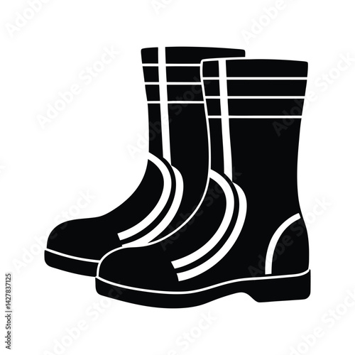 Heavy-duty firefighter boots icon silhouette vector with white background