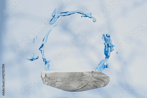 A stone pedestal with water splashing out of it