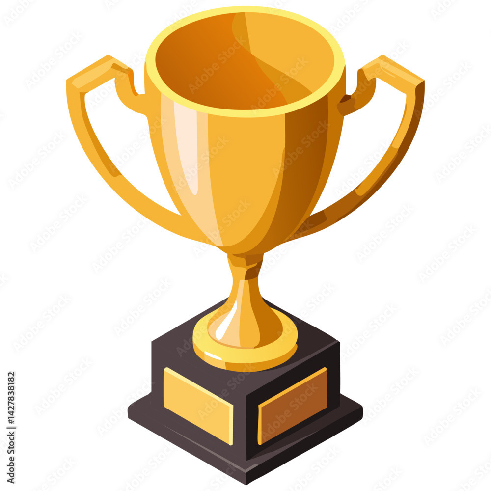 Radiant Golden Trophy on a Sturdy Base Symbolizes Victory and Achievement Perfect for Celebrating Success in Sports and Academic Competitions Making It an Ideal Emblem for Awards and Recognition Event