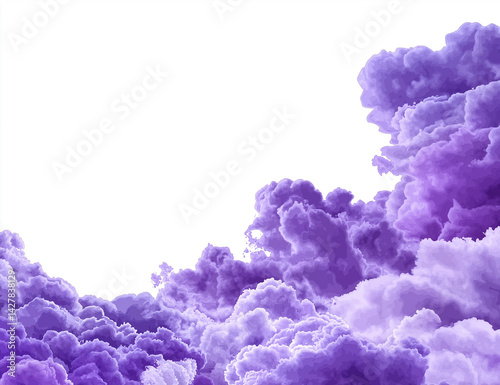 Purple Clouds on White Background PNG Clipart – High-Resolution Vector Digital Art with Clean Cutout for Graphic Design and Creative Projects