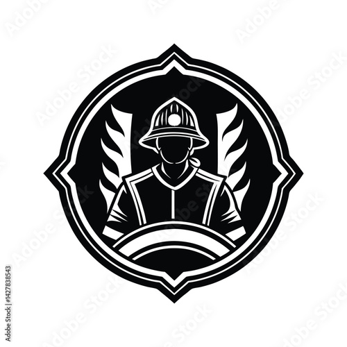 Fire department logo icon silhouette vector with white background
