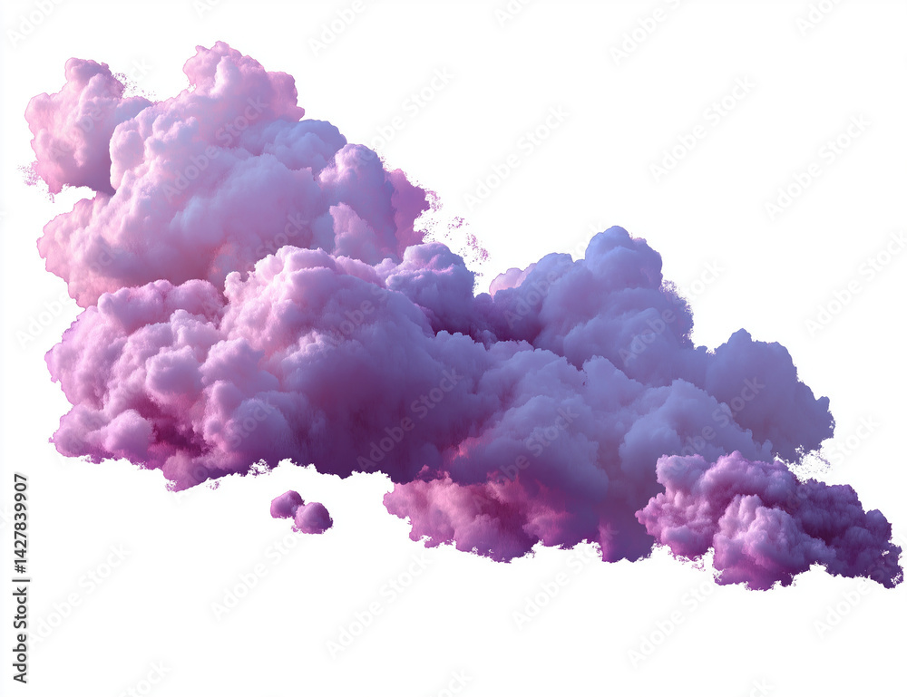 Purple Clouds on White Background PNG Clipart – High-Resolution Vector Digital Art with Clean Cutout for Graphic Design and Creative Projects