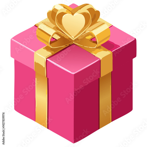 Eye-Catching Gift Box Featuring a Playful Design of Hearts and a Large Bow Represents the Essence of Love and Care Ideal for Use in Invitations Cards and Decorations for Romantic Occasions