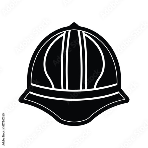 Fireman headgear icon silhouette vector with white background