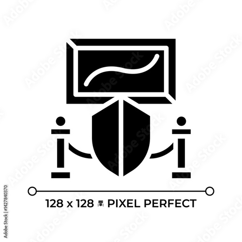 Right to participate in cultural life of community pixel perfect glyph solid icon. Copyright protection. Art industry. Black silhouette symbol on negative space. Vector isolated illustration