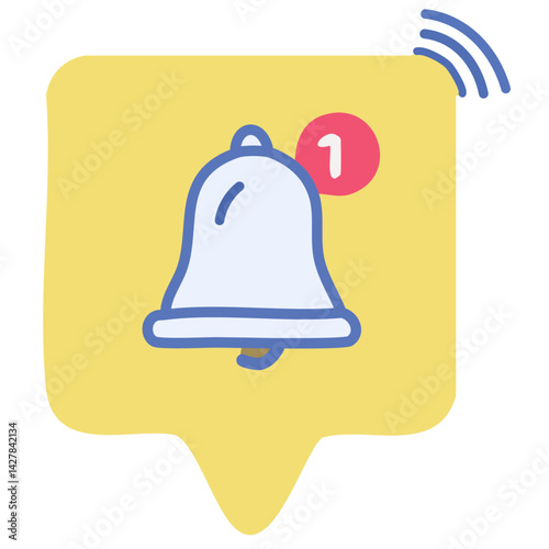 Bright Yellow Bell Icon with a Notification Bubble Perfectly Embodies the Concept of Alertness and Readiness Encouraging Users to Engage with Their Notifications and Stay Informed About Updates