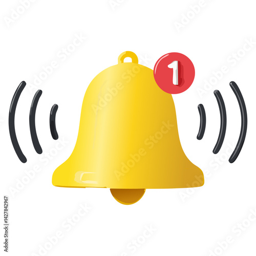 Fun and Friendly Yellow Bell Icon Clearly Indicating New Notifications Each Element in This Colorful Design Reinforces the Need for Users to Stay Updated and Interact with Their Digital Environment