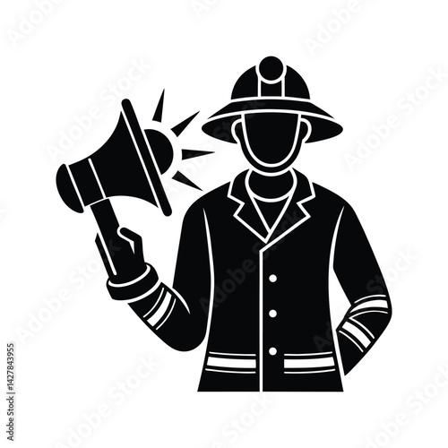 Emergency siren firefighter icon silhouette vector with white background