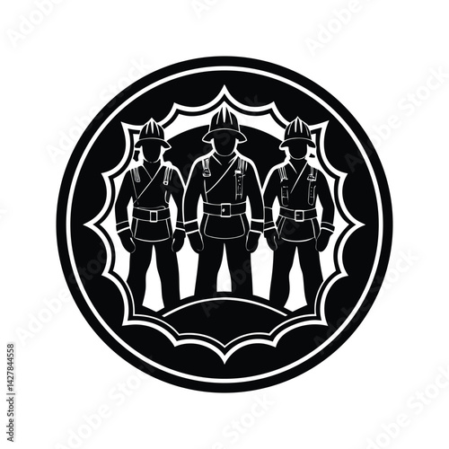 Brave firefighter unit icon silhouette vector with white background