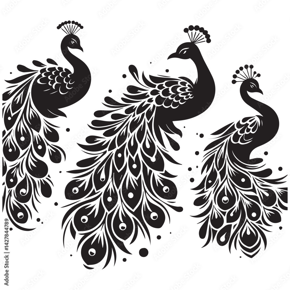 Fototapeta premium create peacock bird Silhouette with white background