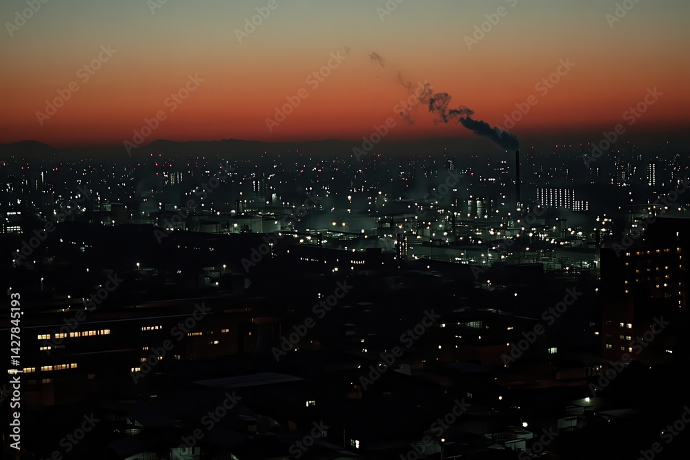 Obraz premium Cityscape at dawn. Industrial area