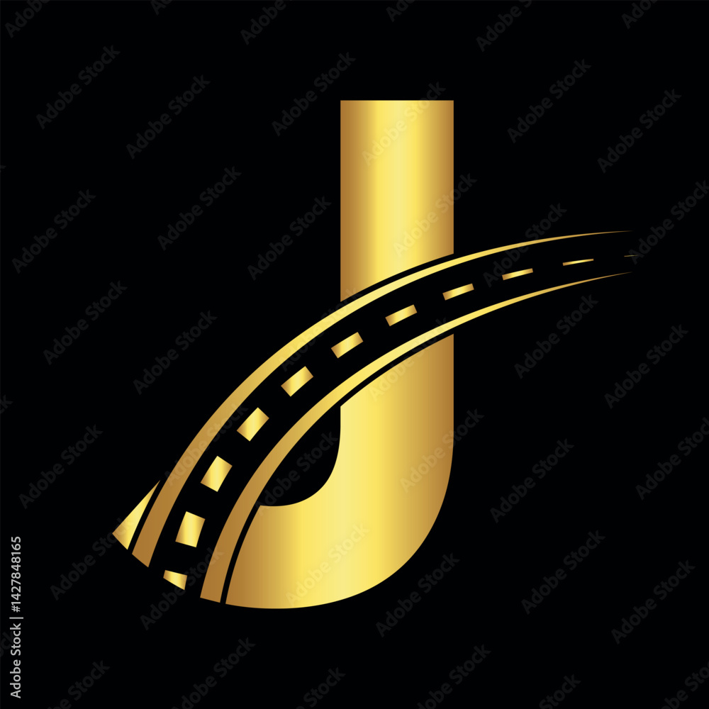Fototapeta premium Road Logo combine with letter J vector template