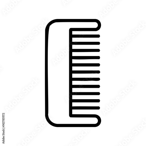 Simple black line illustration of a comb, ideal for hair care, personal grooming, beauty routines, or hygiene-related design content.