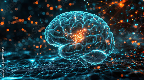 Microscopic science reveals the human brain's fractal pattern of blue energy, a concept of mind's electric power and magic