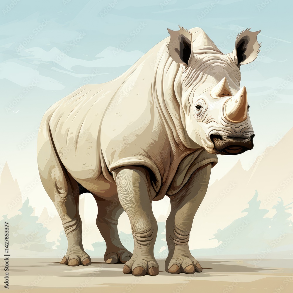 Naklejka premium rhino in the sun