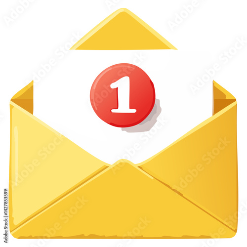 Yellow email or mail with notification icon 