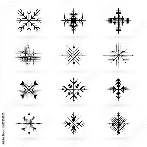 Geometric Black Ethnic Tribal Patterns for Peaceful Design Elements