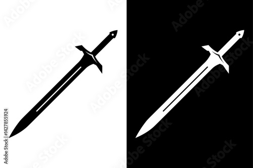 Crossed Medieval Swords Vector Illustration with Antique Steel Blades