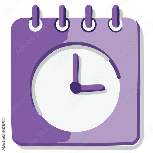 Purple calendar clock icon 3d