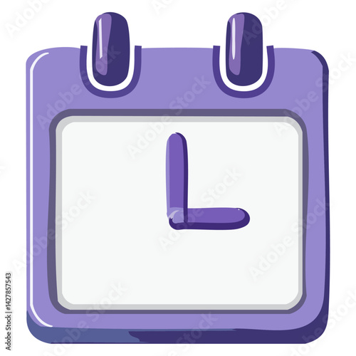 Purple calendar clock icon 3d