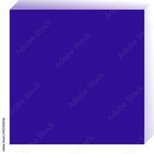 A 3D cube with a vibrant purple surface and subtle shading, giving it a dimensional appearance.