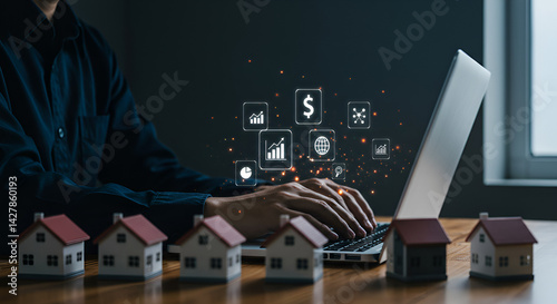 Property or real estate concepts with owner developer using innovation technology management. Wallpaper, organization and forecasting kpi performance, background,service, communication, home, house, w