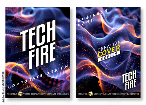Brochure template, Poster, Modern flyer Covers, tech fire vector illustration , background, Magazines, design, book, modern, annual, corporate, creative, business, banner, luxury textile art business 