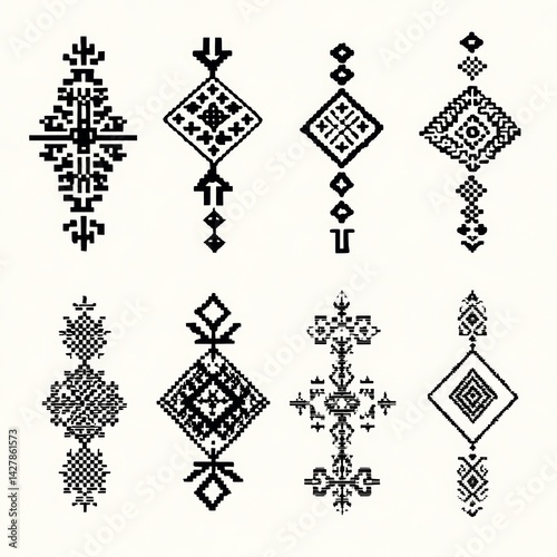 Geometric Tribal Patterns in Black Featuring Peaceful Ethnic Designs for Art Projects