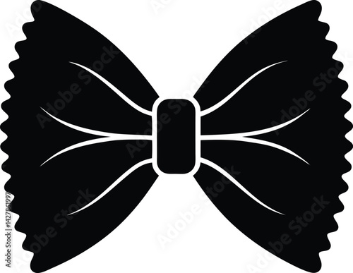 Farfalle Silhouette Vector - Simple Black Pasta Illustration
