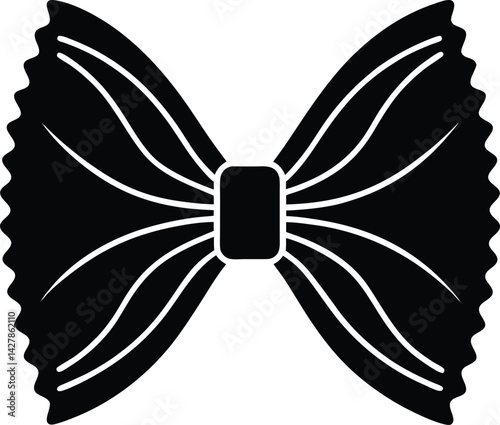 Farfalle Silhouette Vector - Simple Black Pasta Illustration