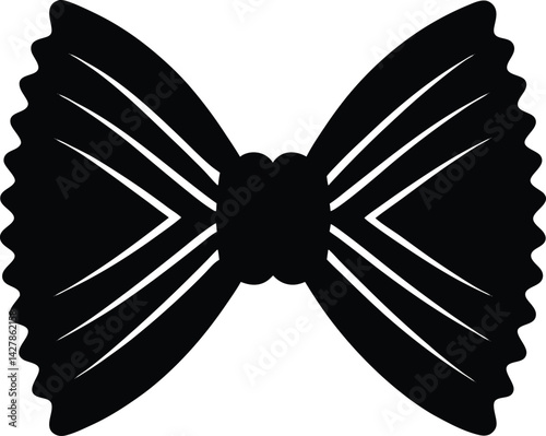 Farfalle Silhouette Vector - Simple Black Pasta Illustration