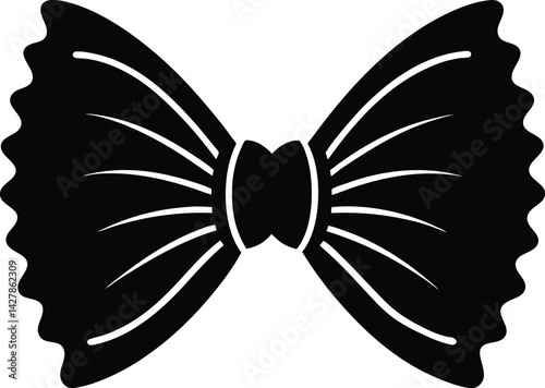 Farfalle Silhouette Vector - Simple Black Pasta Illustration