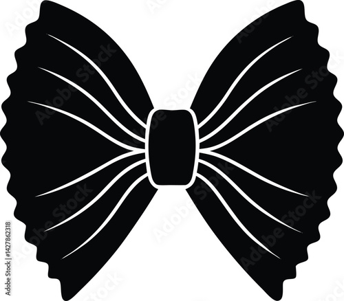 Farfalle Silhouette Vector - Simple Black Pasta Illustration