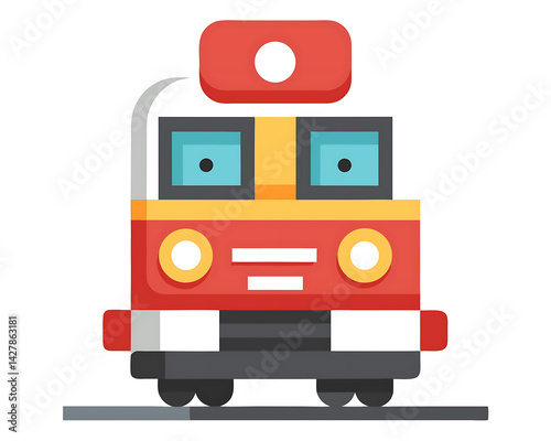 Flat and Minimal Train mascot icon design isolated on white background