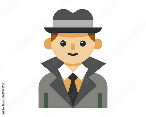 Flat and Minimal Detective mascot icon design