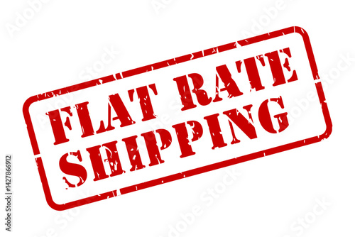 Flat rate shipping red rubber stamp vector isolated with texture