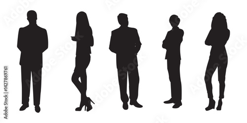 silhouettes of people working group of standing business people . 