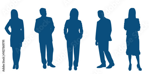 silhouettes of people working group of standing business people . 