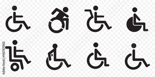 Disabled icon set. Wheel chair symbol. Wheelchair, access sign for disabled people. Disabled disability icons. 