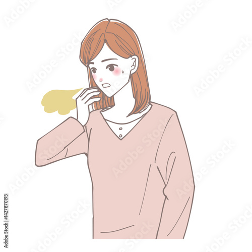 口臭が気になる女性のイラスト