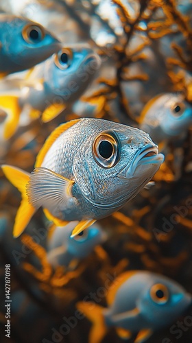 Underwater School of Fish Coral Reef photo