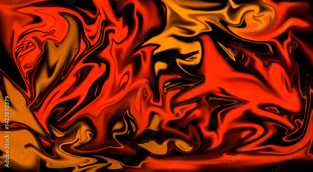 Fiery abstract art in red, orange & black. Evokes lava, fire, energy. Great for science, art, history books. Heat, passion, danger, creativity