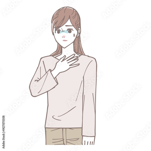 胸焼けがしている女性のイラスト
