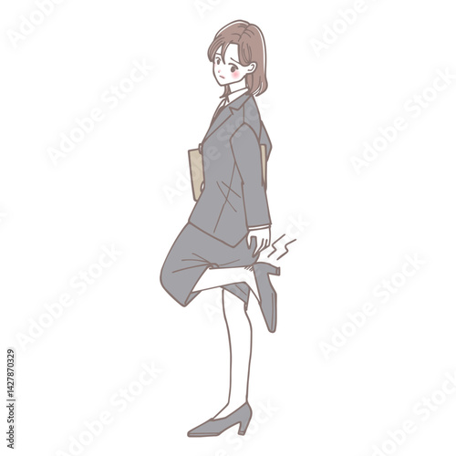 靴の踵が擦れて痛い女性のイラスト