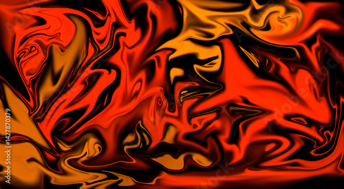 Obraz na płótnie Fiery abstract art in red, orange & black. Evokes lava, fire, energy. Great for science, art, history books. Heat, passion, danger, creativity w salonie