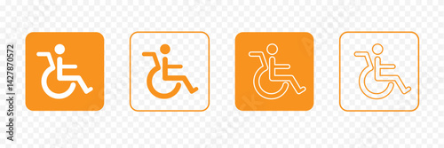 Wheelchair accessibility icon set  for disability support and public spaces  .  